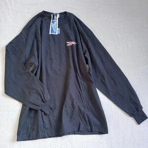 reebok ♡ 90s black long sleeve cotton tee shirt vintage single stitch 1996